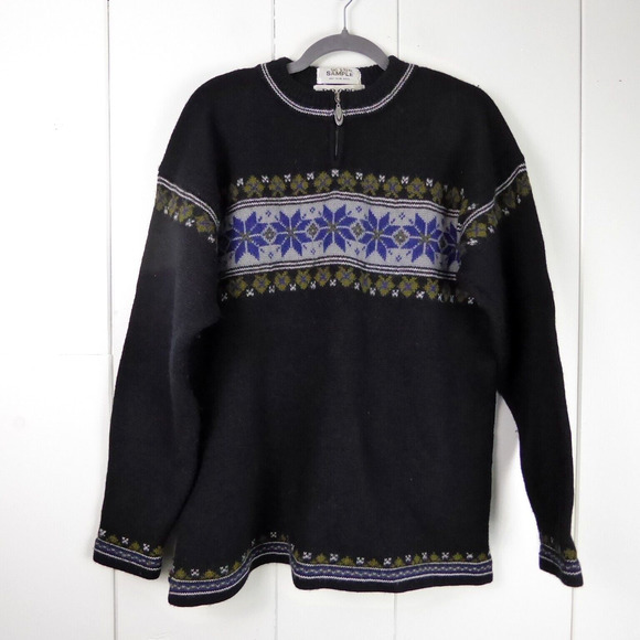VTG Drops Original Knitwear Wool Sweater Unisex SZ M Partial Zip Fair Isle - Picture 1 of 14